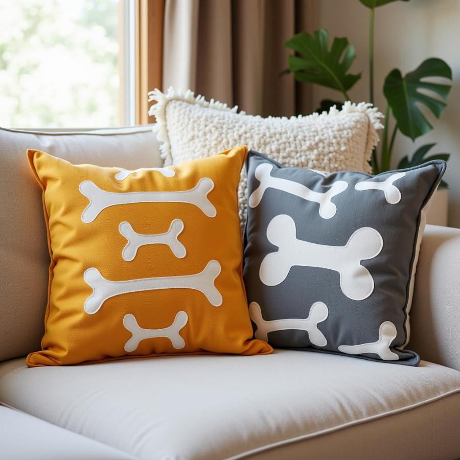 Colorful Dog Bone Pattern Throw Pillows