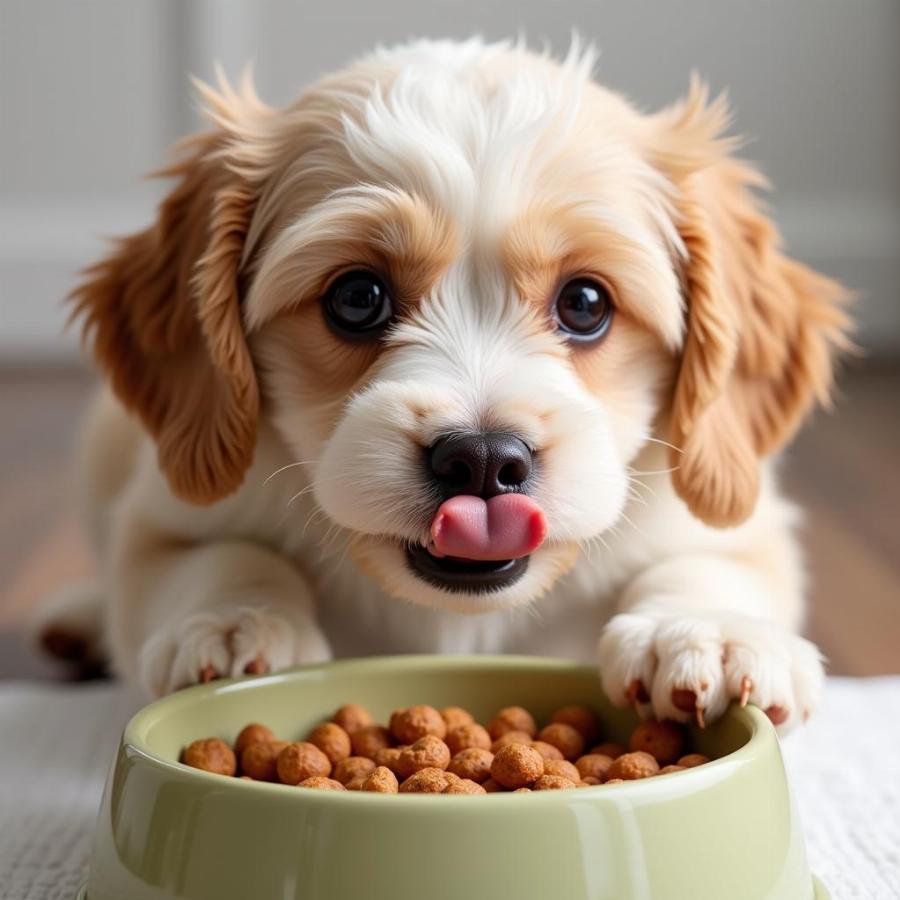 Dog Burping While Eating