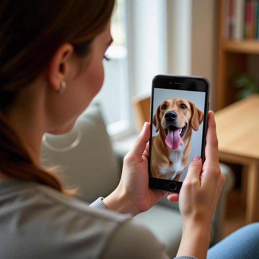 Dog Close Up on Phone Screen