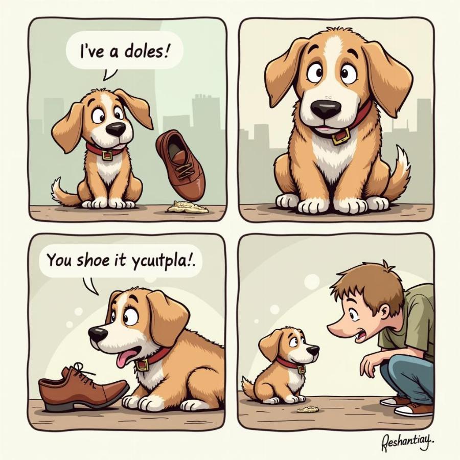 Dog Comic About Chewing