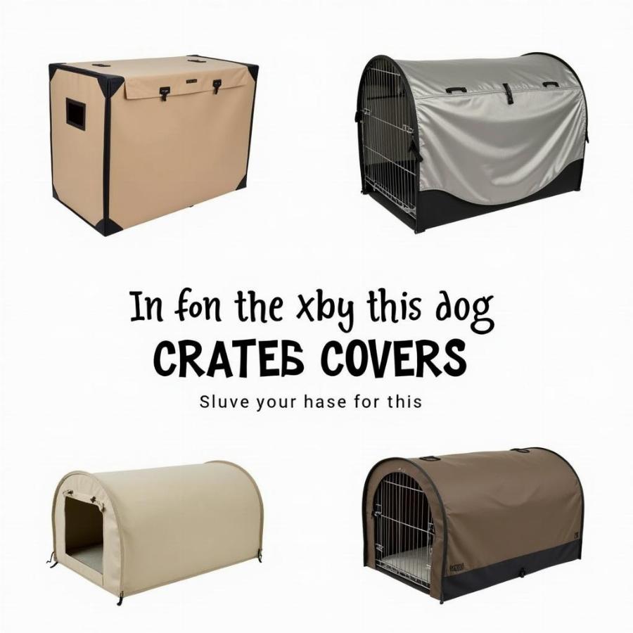 Different sizes of dog crate covers displayed.