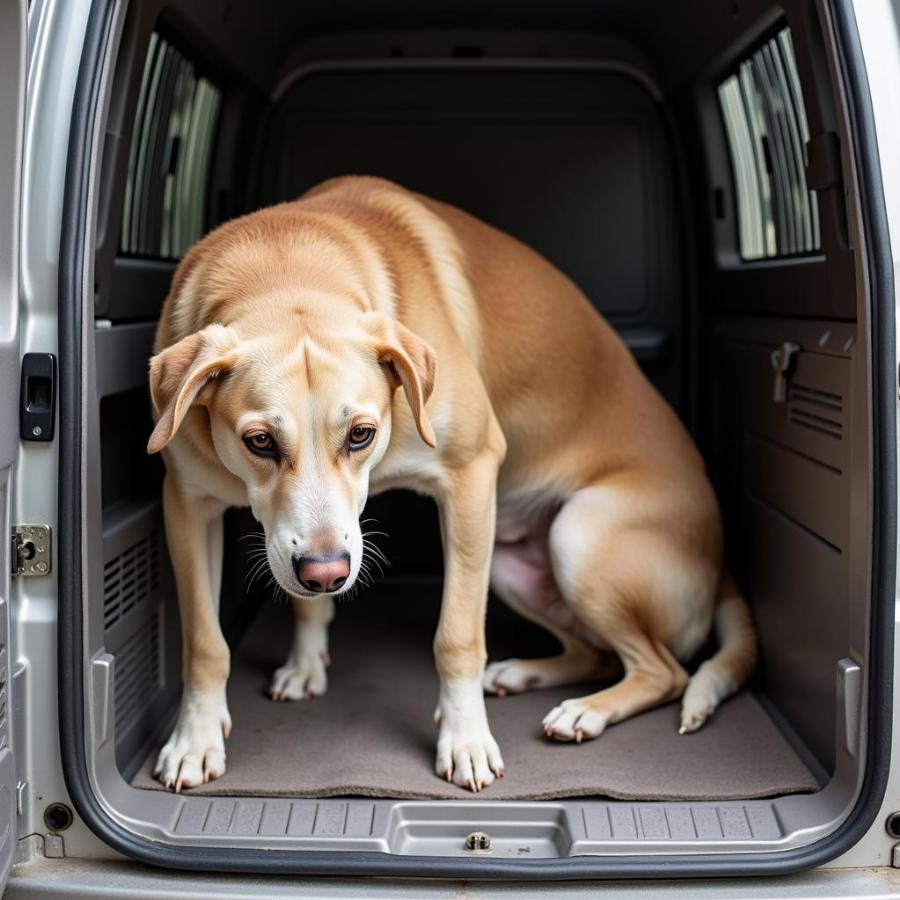 Dog Showing Signs of Discomfort in a Crate Too Small