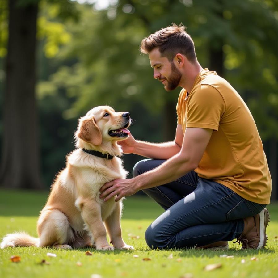 Dog Dad Training his Puppy