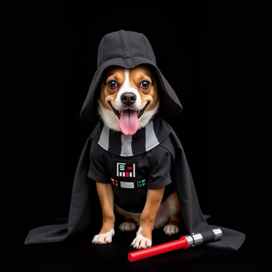 Dog in Darth Vader Costume Photoshoot