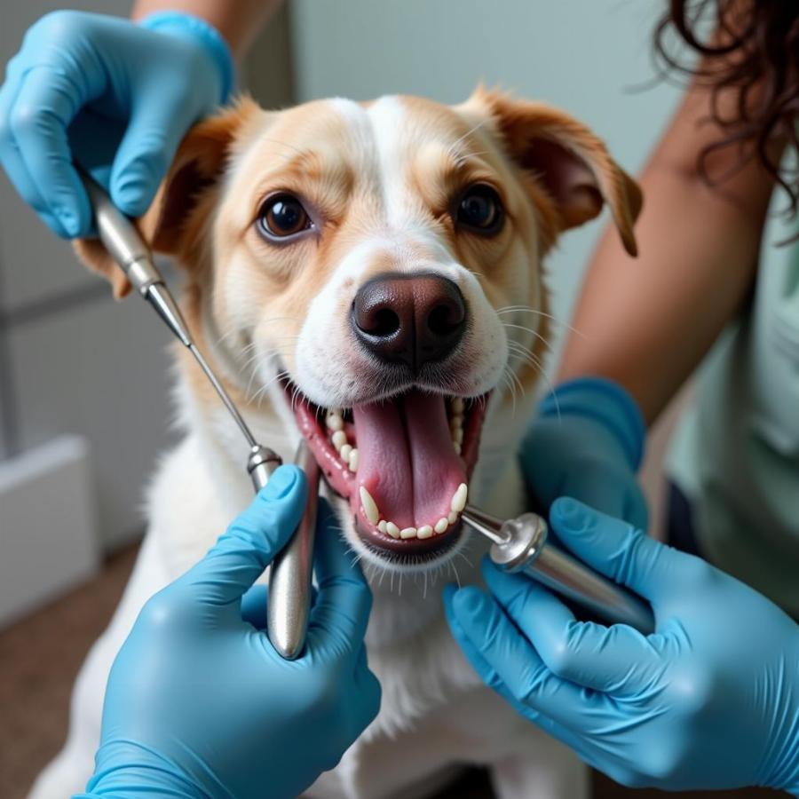 Dog Undergoing Dental Cleaning