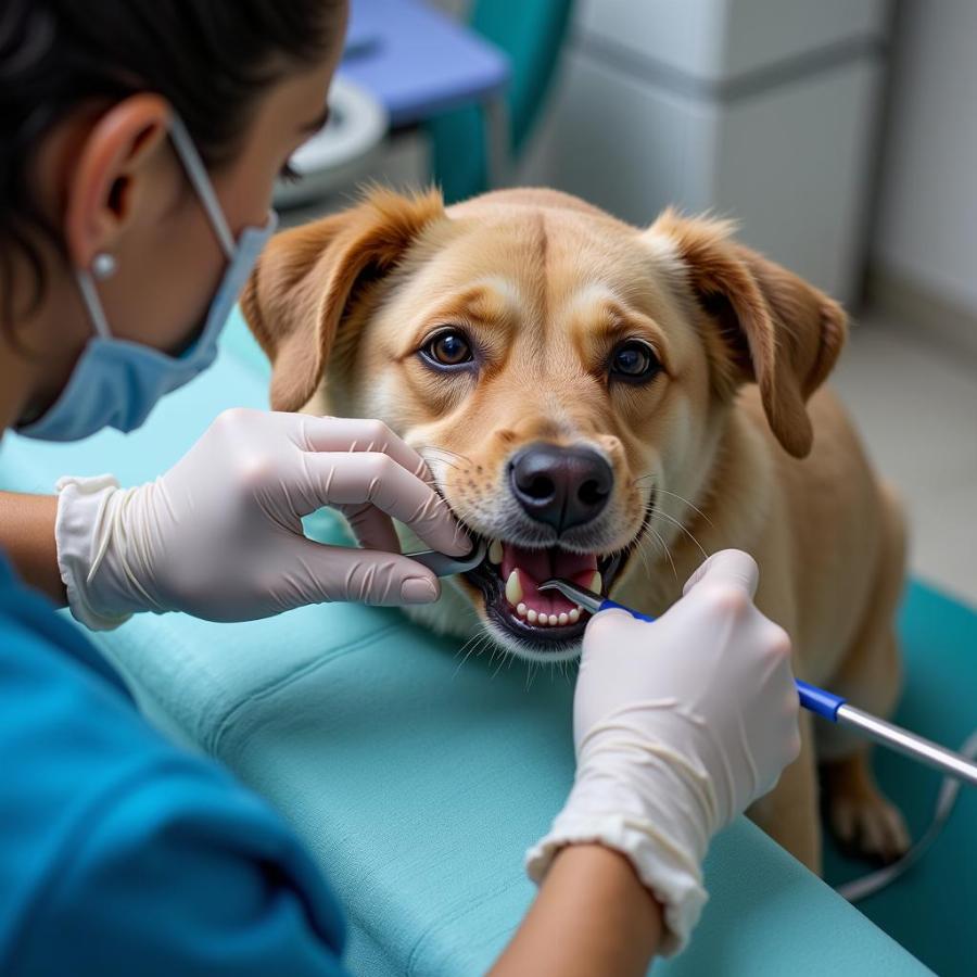 Dog Undergoing Dental Surgery