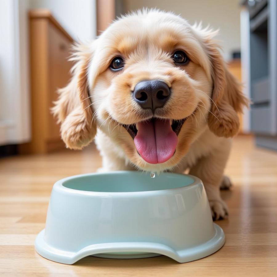 Dog Enjoying Water from a No-Splash Bowl