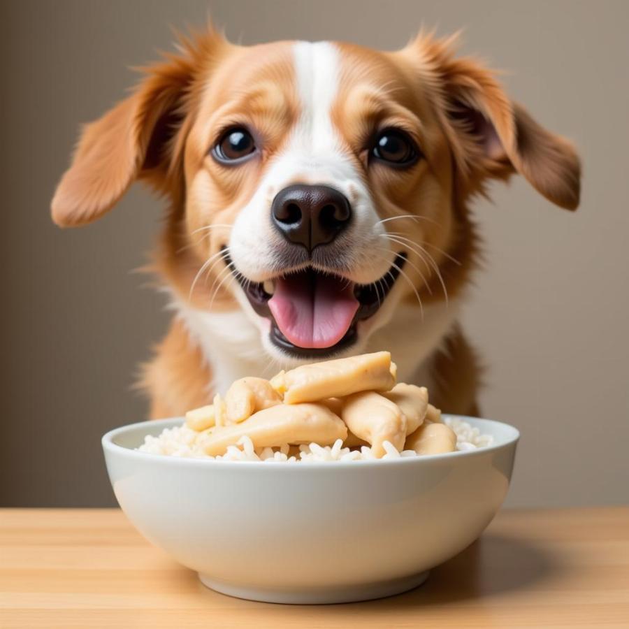 Dog eating a bland diet