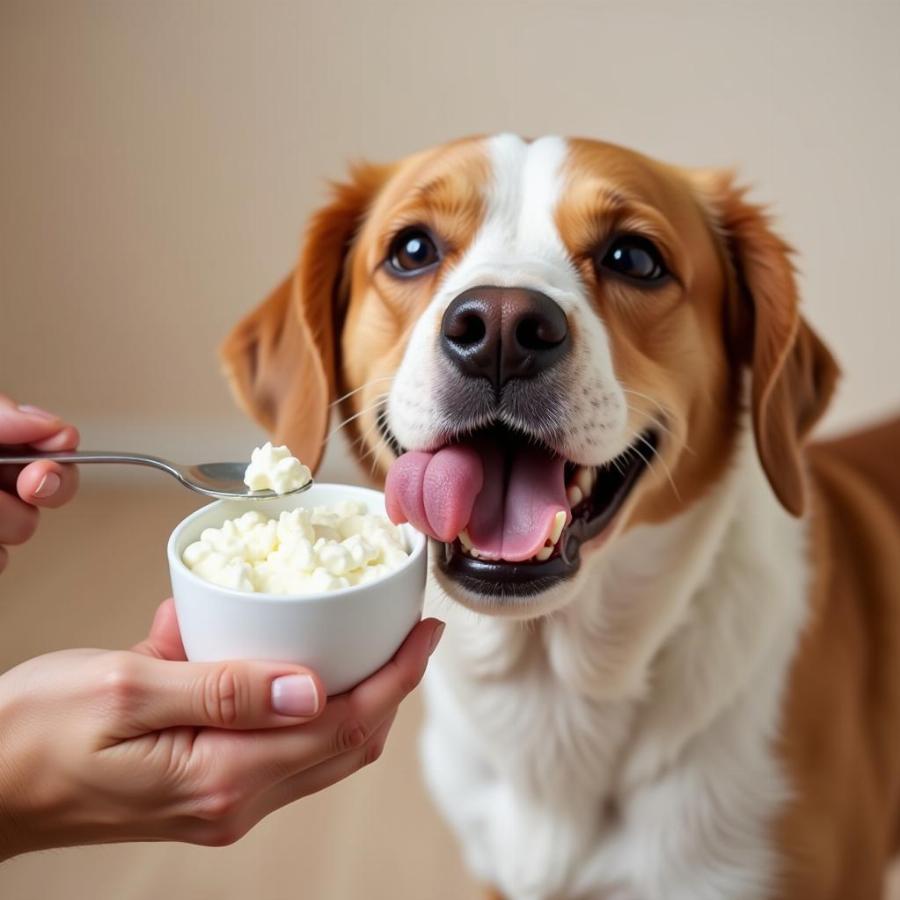 Dog Enjoying Cottage Cheese