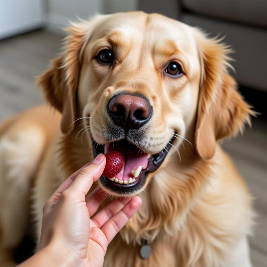 Dog Taking Cranberry Supplement