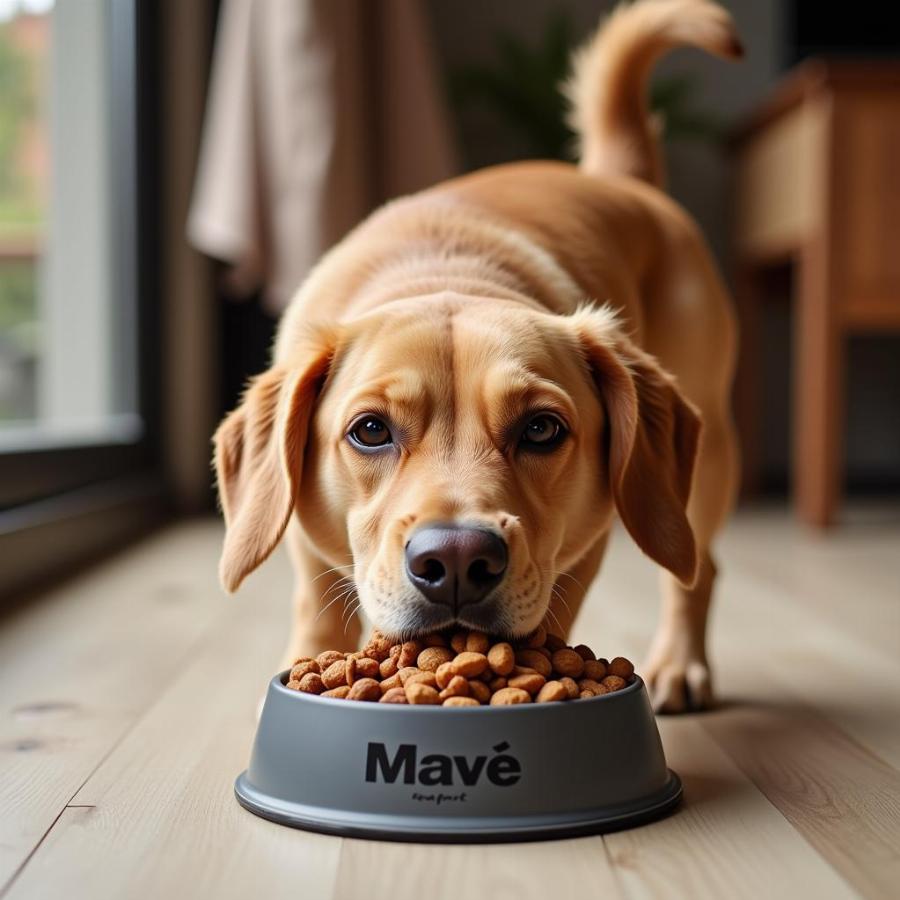 Happy Dog Enjoying Mave Dog Food