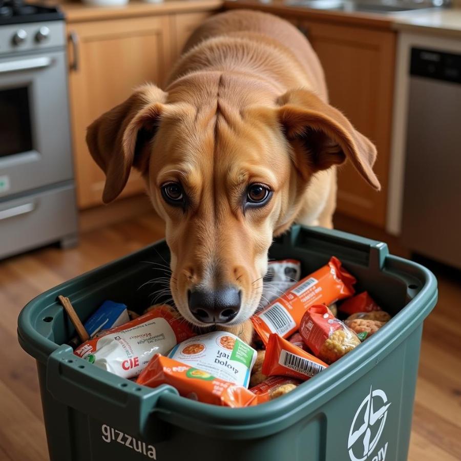 Dog Getting into Garbage