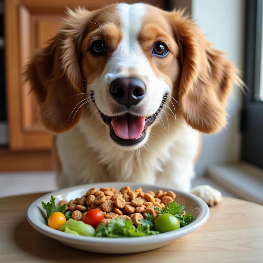 Dog Enjoying a Balanced Meal