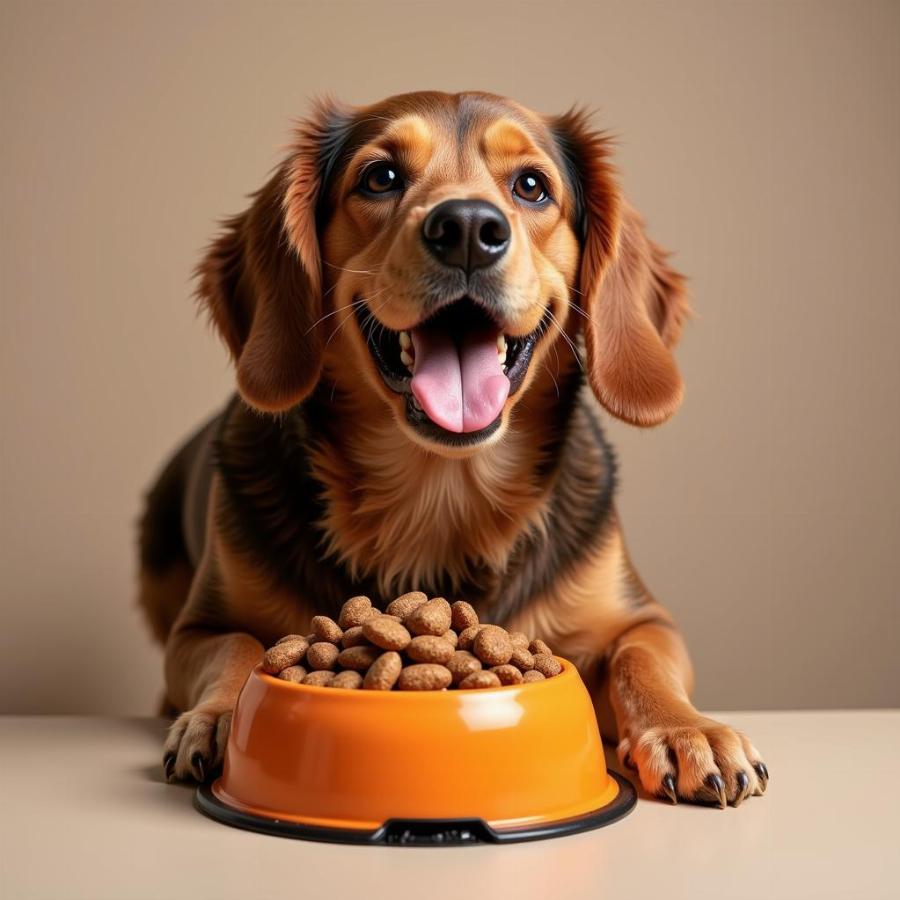 Happy Dog Enjoying Organix Food From Bowl