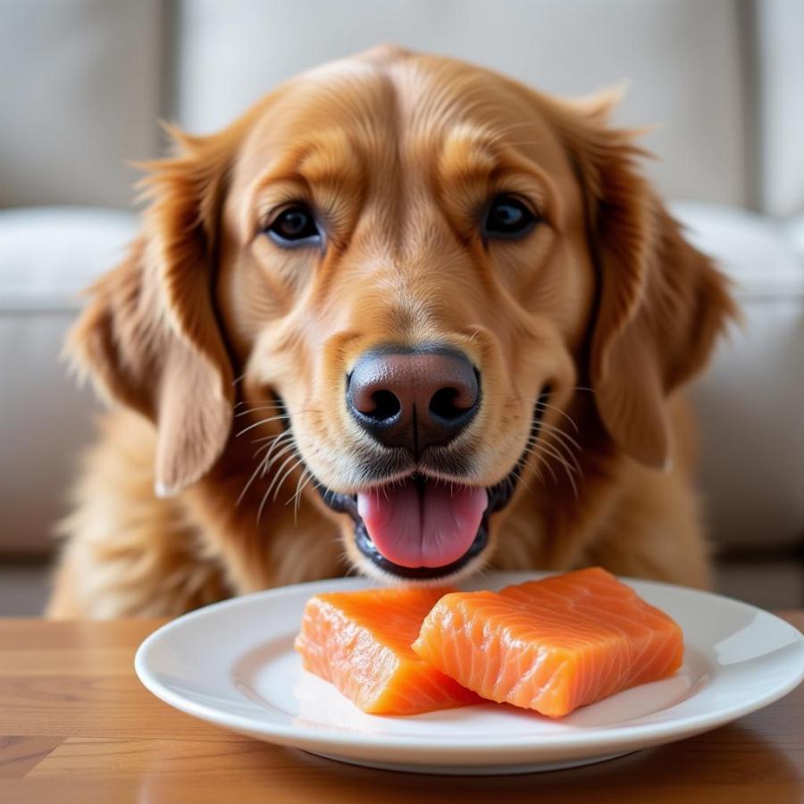 Dog Enjoying Salmon Skin