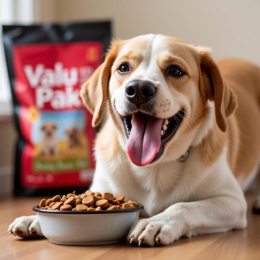 Dog Eating Valu Pak Food