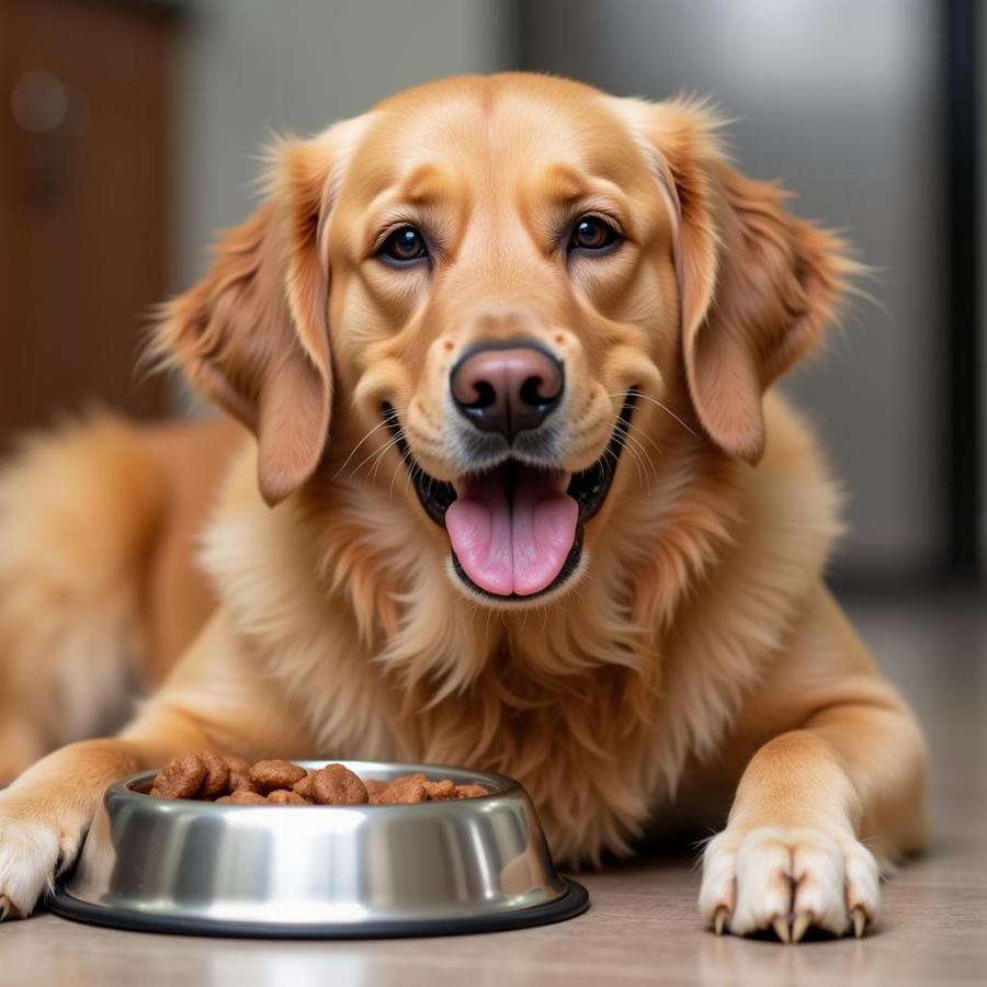 Dog enjoying wet dog food