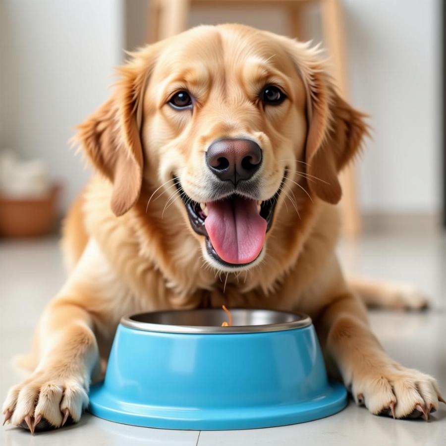 Dog Enjoying a Bowl of Food