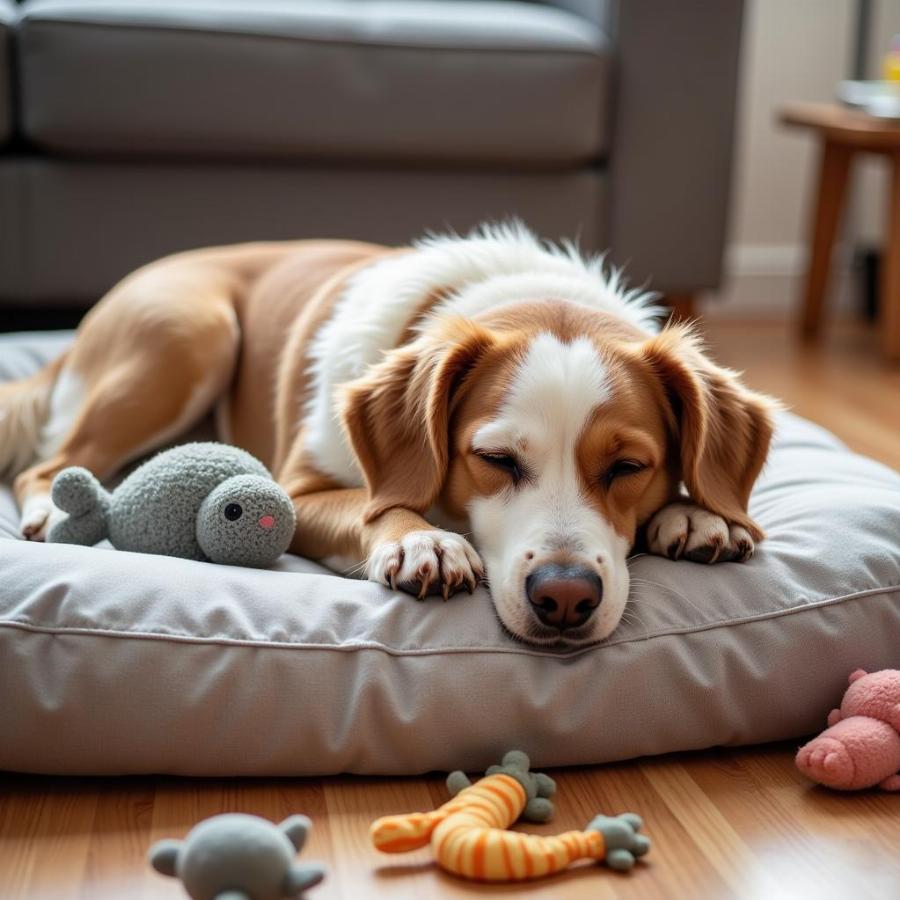 Dog Relaxing on a Bite Proof Dog Bed