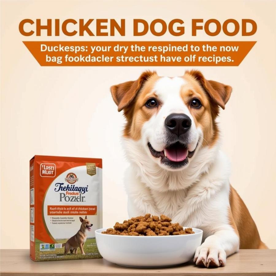 A happy dog eating homemade chicken dog food from a bowl.