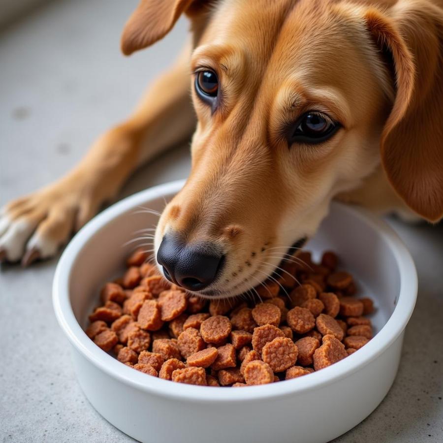 Happy Dog Eating Freeze-Dried Food