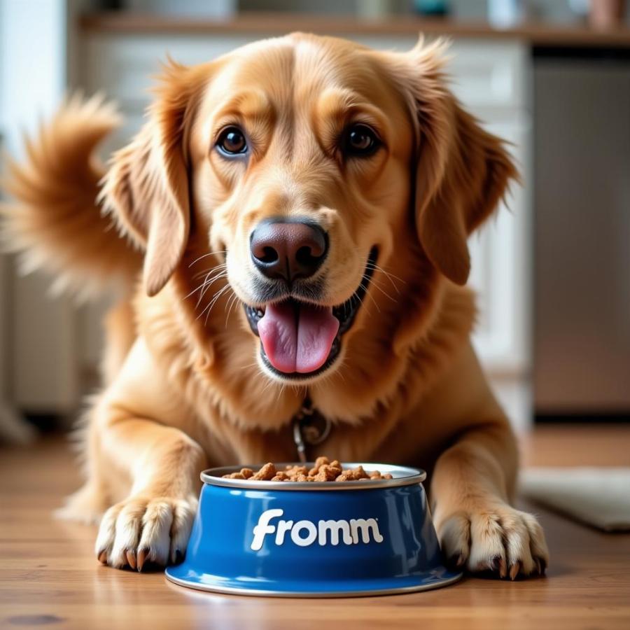 Happy Dog Eating Fromm