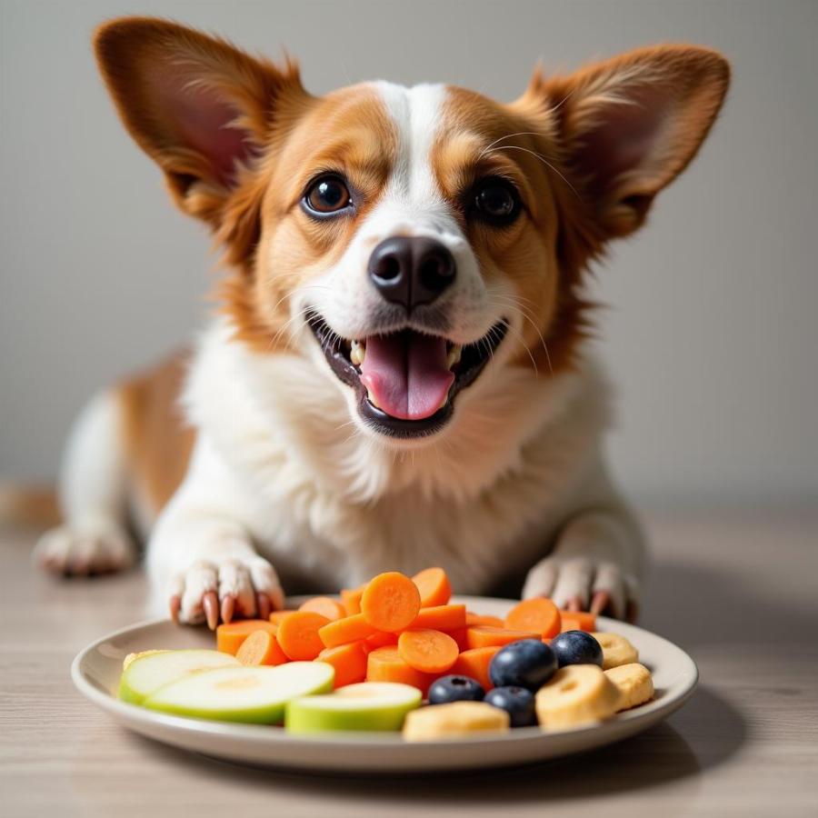 Dog enjoying healthy treats