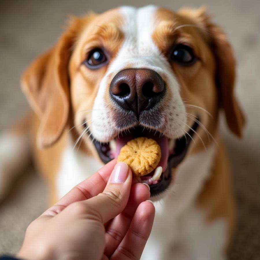 Dog Enjoying a Lemongrass-Scented Treat (Safe Version)