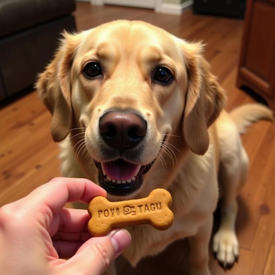 A Happy Dog Enjoying a Pumpkin Peanut Butter Biscuit