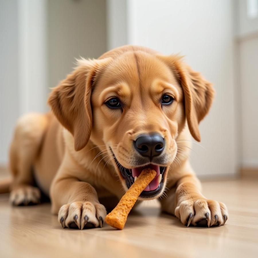 Dog Enjoying a Treat