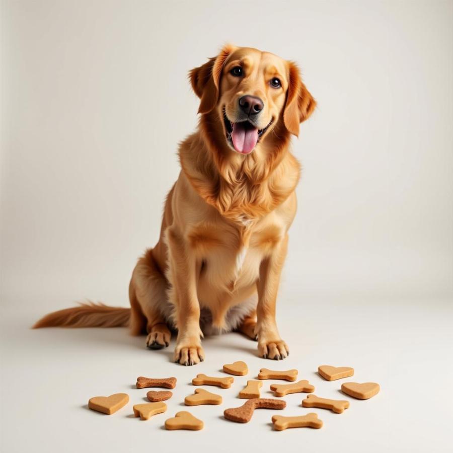 Happy dog enjoying treats