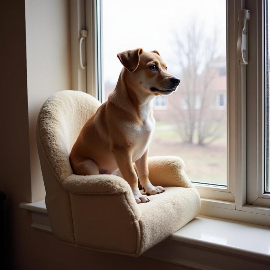 Dog Enjoying the View From a Window Chair