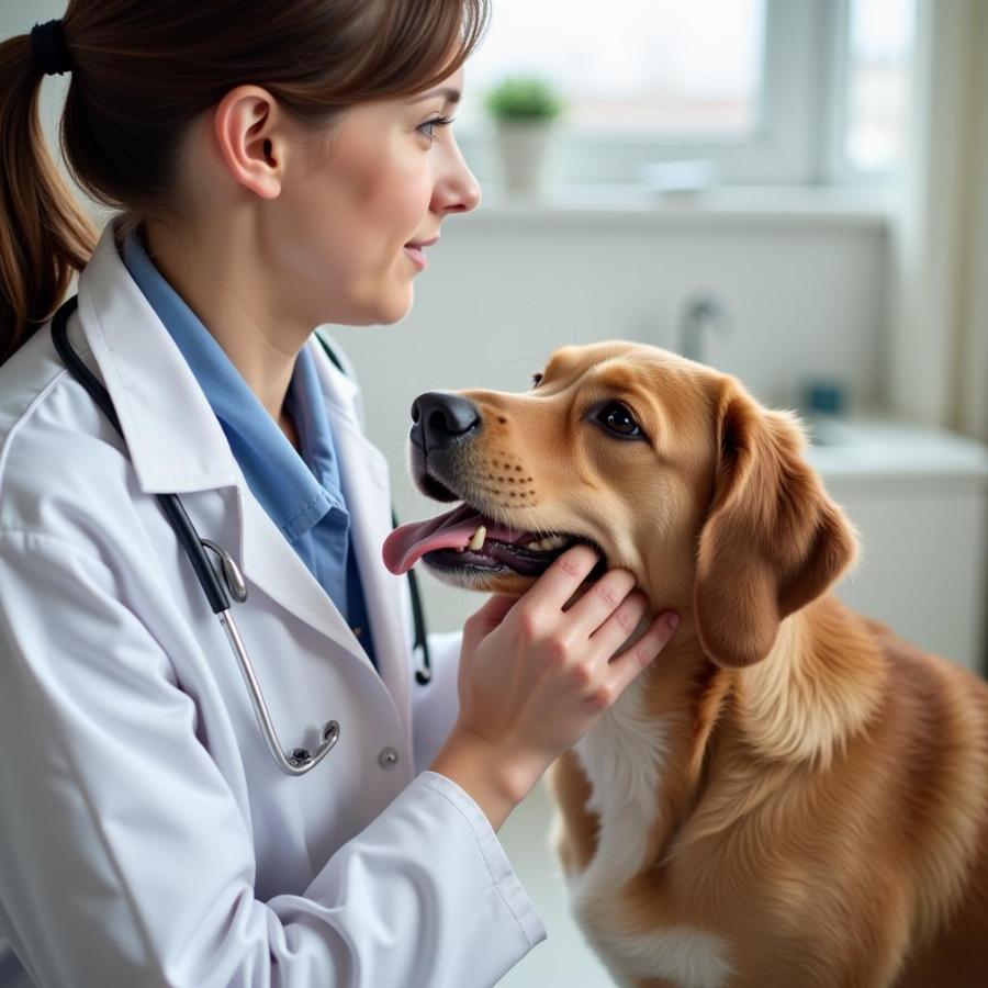 Dog excessively licking lips during vet checkup