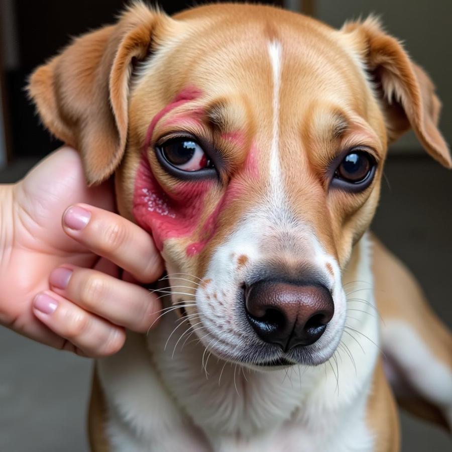 Dog showing symptoms of eye infection