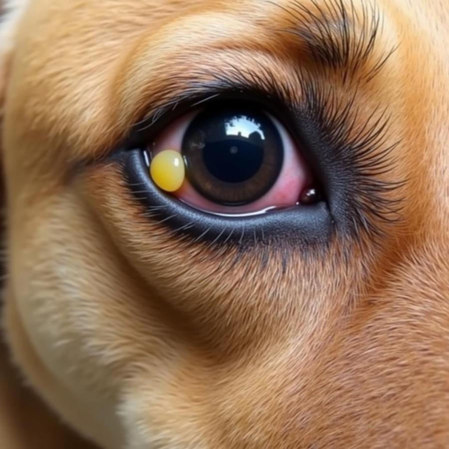 Dog Eye with a Visible Meibomian Cyst