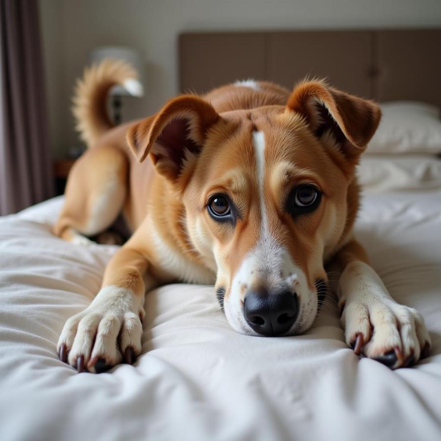 Dog Feeling Anxious on Bed