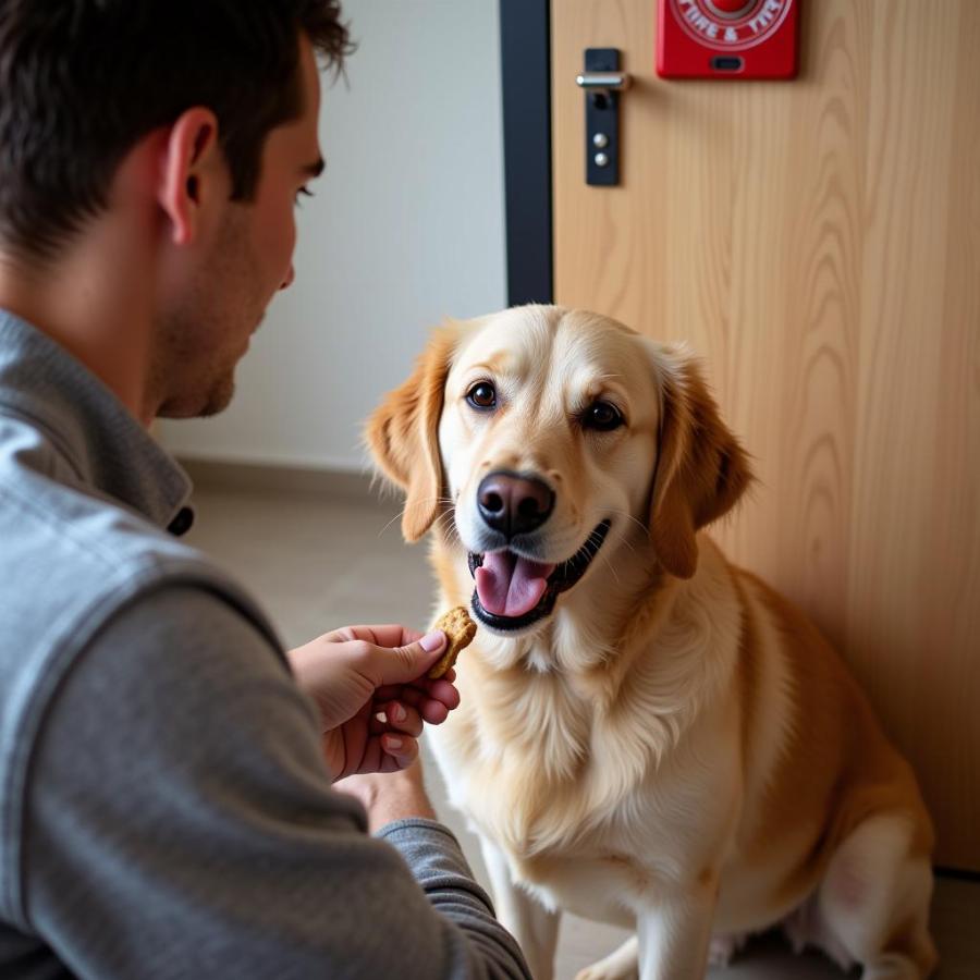 Dog training with fire alarm sound