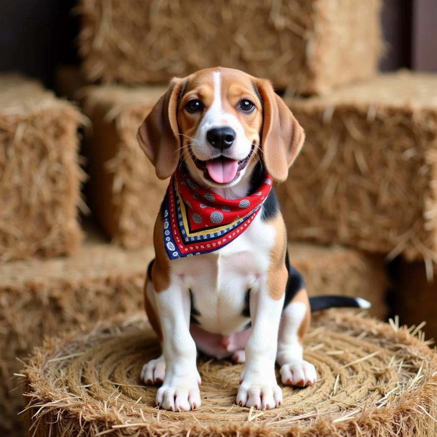 A dog having fun on a dog-friendly farm