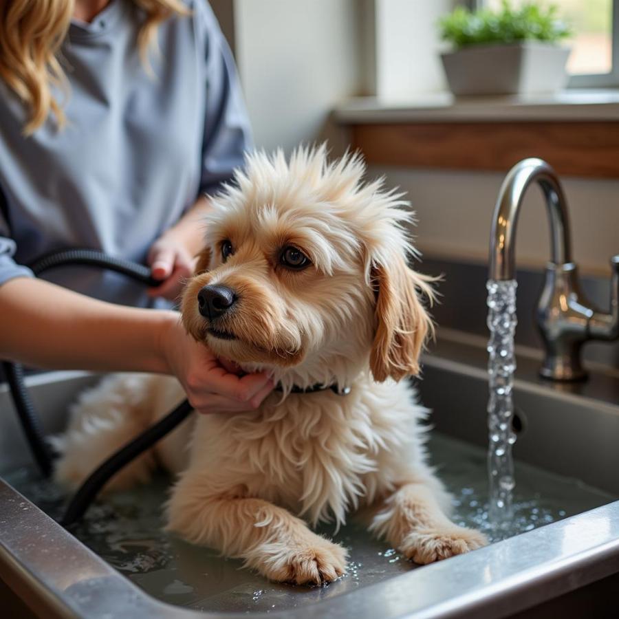 Dog Getting a Bath