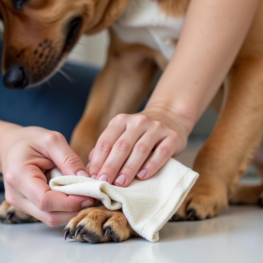 Dog Getting Paw Care