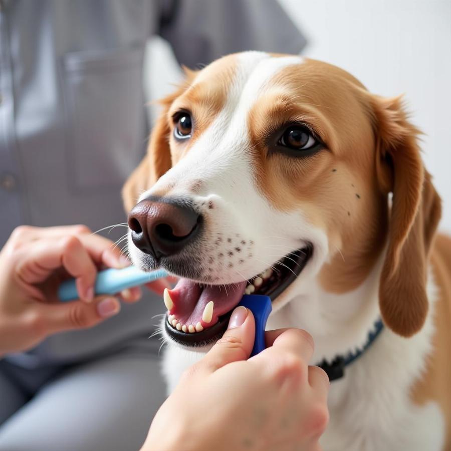 Dog Getting Teeth Brushed