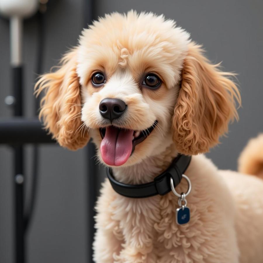 Happy poodle after grooming session in Bakersfield