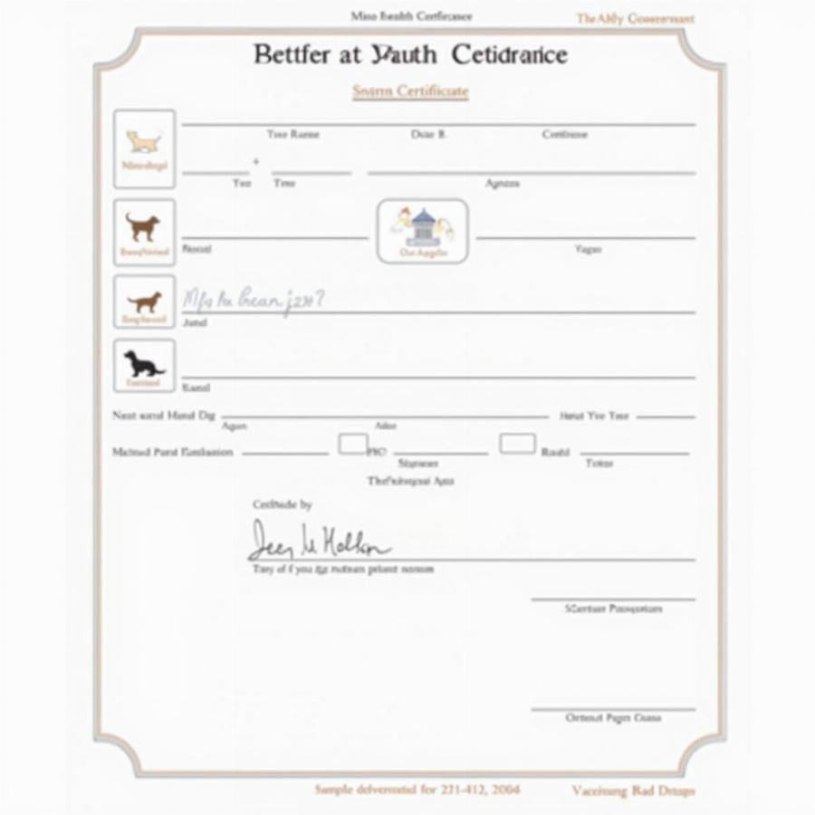 Dog Health Certificate Example