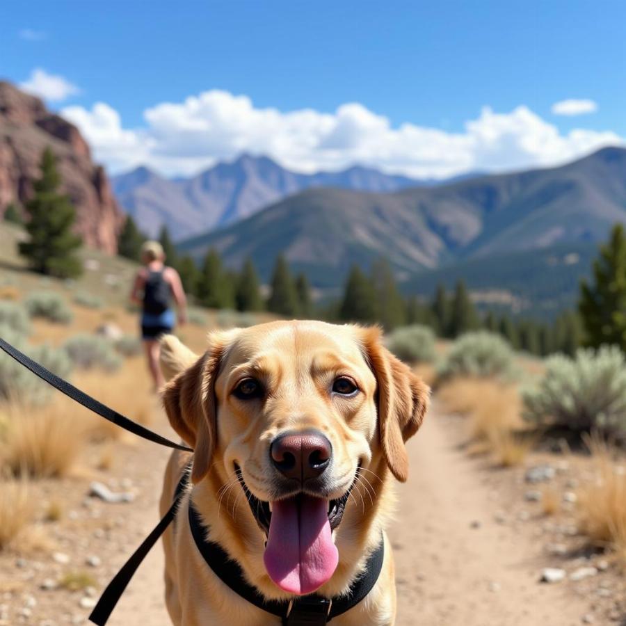 A dog enjoying a hike on a scenic trail near Bishop, CA.