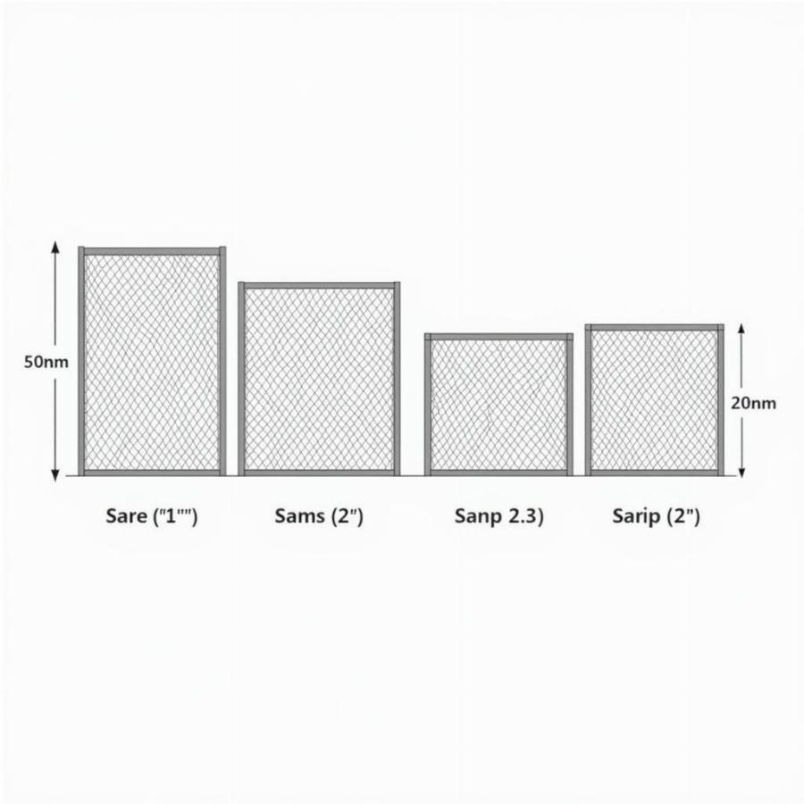 Dog kennel chain link panels in different sizes.