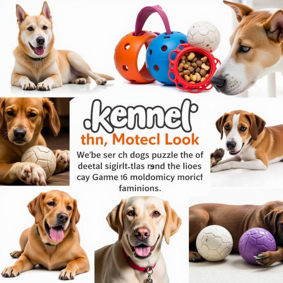 Dogs Engaging in Enrichment Activities at a Kennel