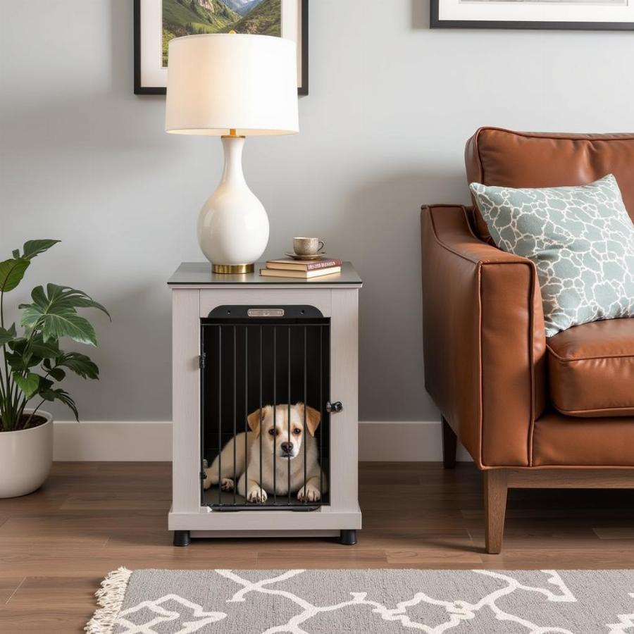 Dog Kennel Side Table in Living Room