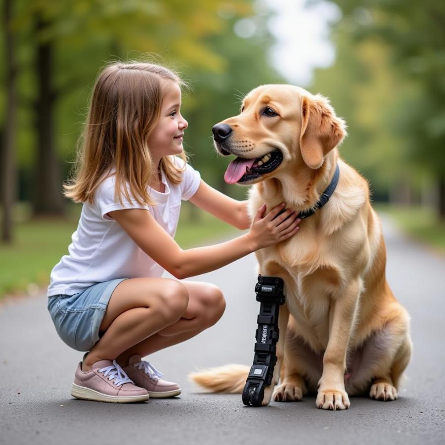 Dog with Leg Brace Support