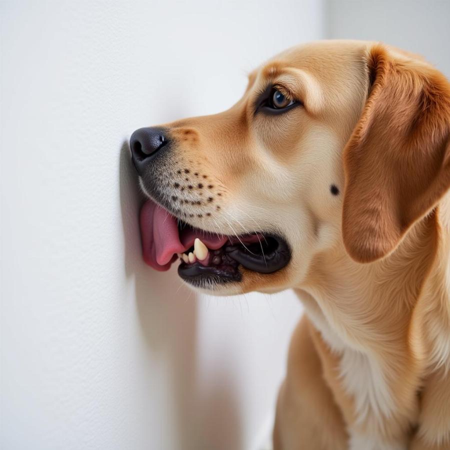 Dog Anxiously Licking Wall