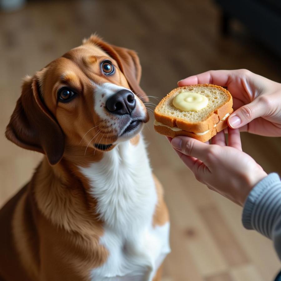 Dog Looking Longingly at Sandwich